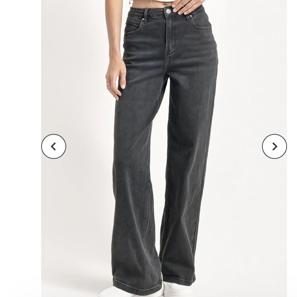 Katch Me Wide Leg Jeans, Premium Denim, Black‎ Wash Size 6 New With Tags